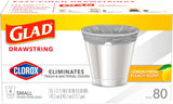 Glad Small Trash Bags 4 Gallon, Lemon Fresh Bleach Garbage Bags, Odor Resistant with Drawstring, 80 Count