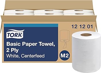 Tork Basic Centerfeed Paper Wiper White M2, High Absorbency, 6 x 600 Sheets, 121201
