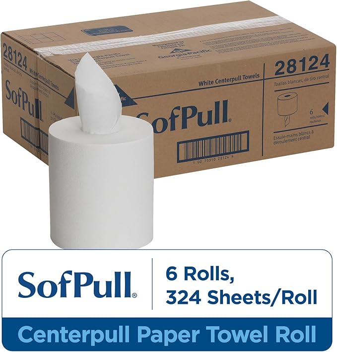 SofPull Centerpull Regular Capacity Premium Paper Towel, White, 28124, 324 Sheets Per Roll, 6 Rolls Per Case