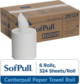 SofPull Centerpull Regular Capacity Premium Paper Towel, White, 28124, 324 Sheets Per Roll, 6 Rolls Per Case