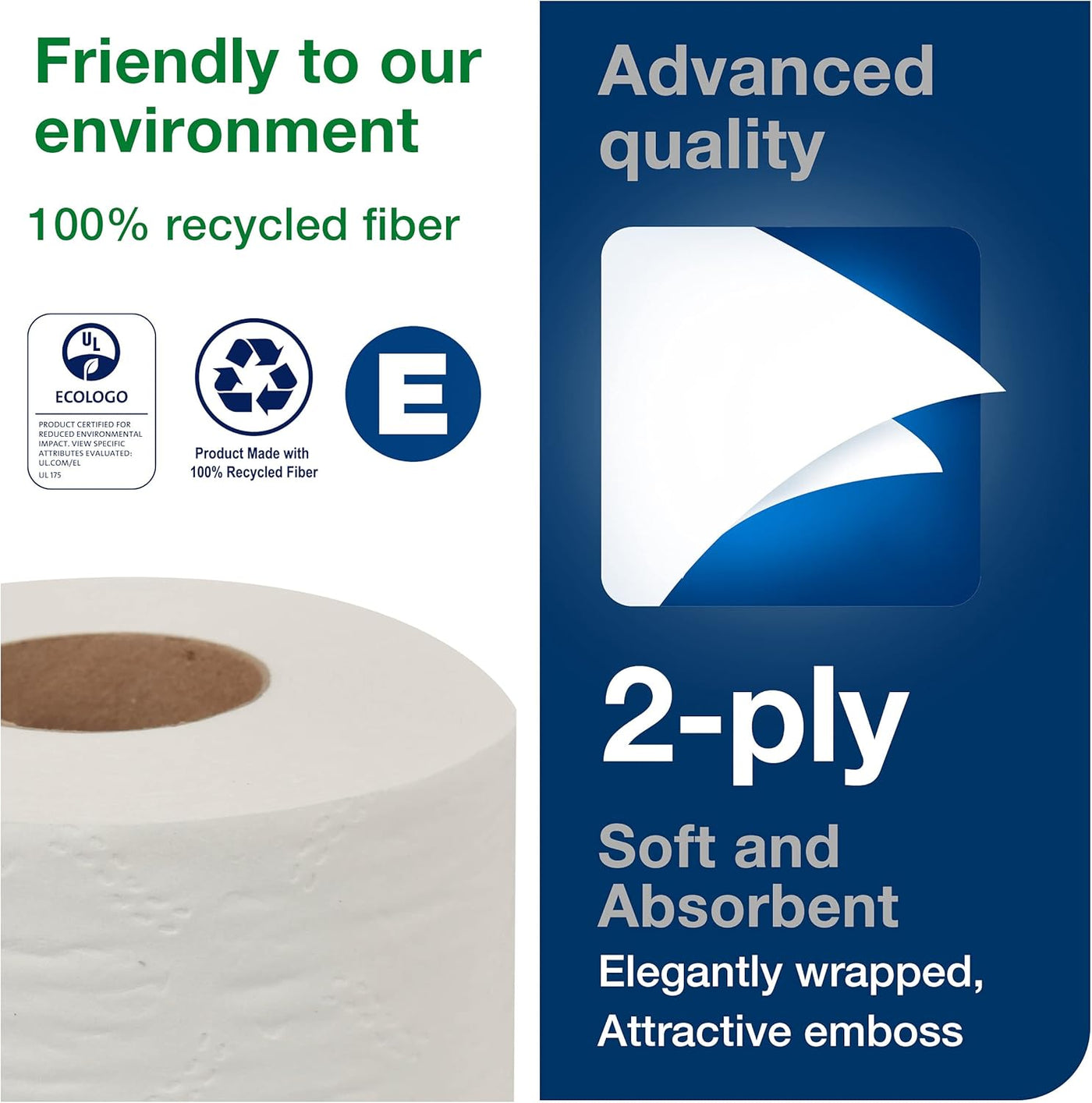 Tork Advanced Toilet Paper Roll, White, Compatible with T24 Dispensers, 2-ply, Soft Tissue, 80 rolls x 500 sheets (2461200)