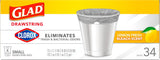 Glad Small Drawstring Trash Bags with Clorox, 4 Gal, Lemon Fresh Bleach, 34 Ct (Package May Vary)