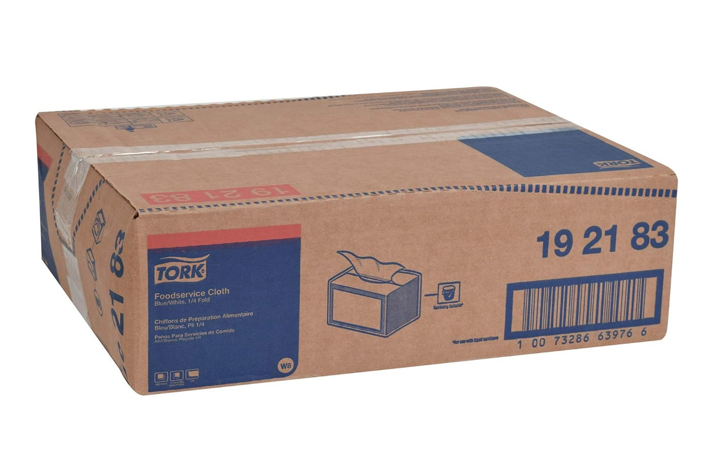 Tork Foodservice Cleaning Towel Blue/White W8, Z-Folded, 4 x 80 Cloths, 192183