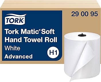 Tork Matic Soft Hand Towel Roll White H1, Advanced, High Absorbency, 6 Rolls x 900 ft, 290095
