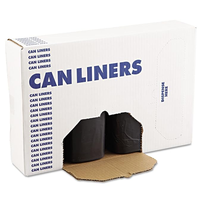 Boardwalk® 60 Gallon Black Garbage Bags, 38x58, 1.2mil, 100 Bags, BWK519