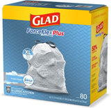 Glad Trash Bags, Force Flex Kitchen Pro Drawstring Garbage Bags, Fresh Clean, 80 Count