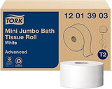 Tork Mini Jumbo Toilet Paper Roll White T2, Advanced, 1-Ply, 12 x 1200', 12013903