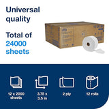 Tork OptiCore® Mid-size Toilet Paper Roll White T10, Universal, 2-ply, 12 x 2000 sheets, 160090