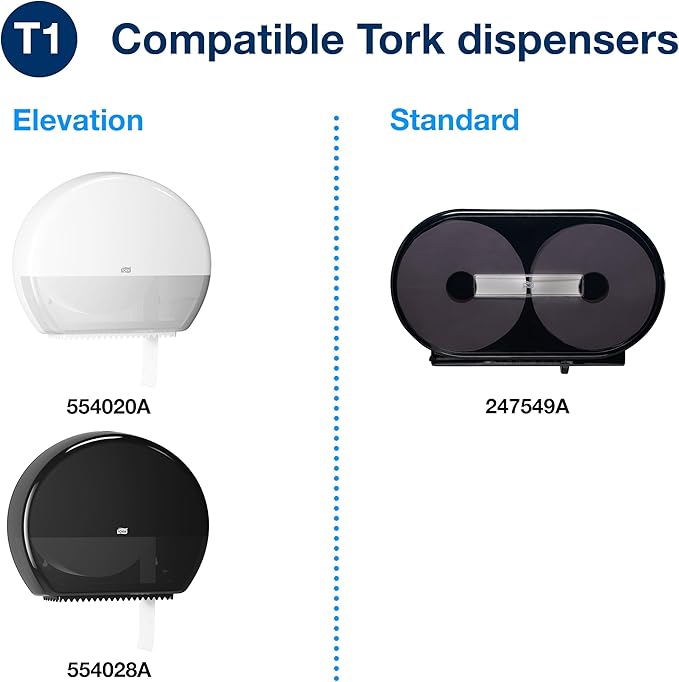 Tork Jumbo Toilet Paper Roll White T1, Advanced, 2-ply, 6 x 1600 feet, 12021502, 6 Count (Pack of 1)