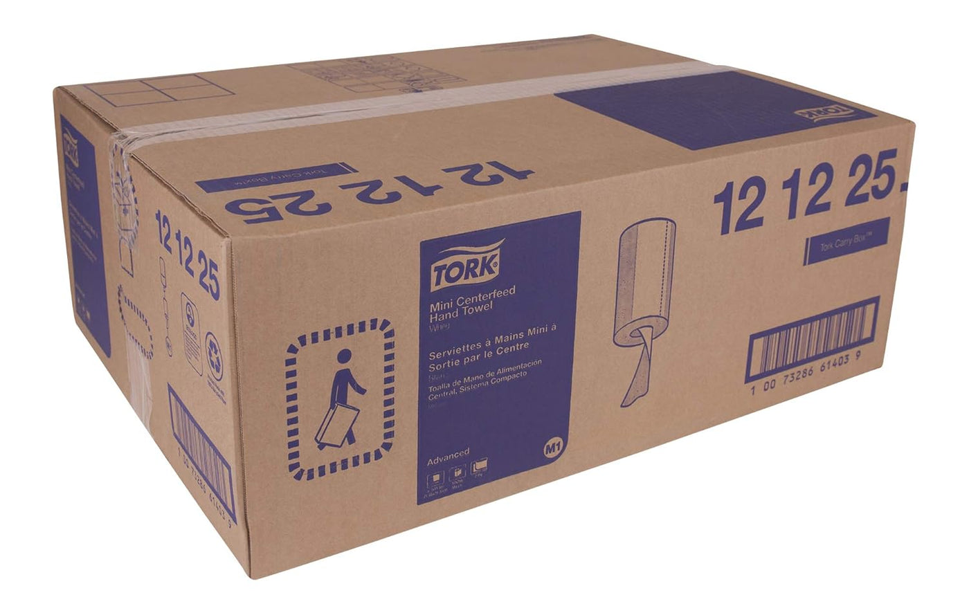 Tork Basic Mini Centerfeed Paper Towel White M1, High Absorbency, 12 x 266 Sheets, 121225