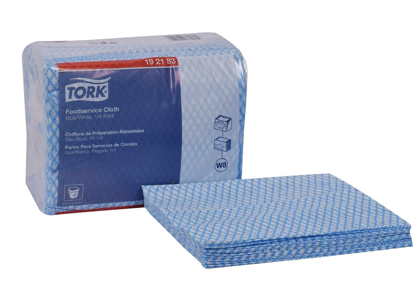 Tork Foodservice Cleaning Towel Blue/White W8, Z-Folded, 4 x 80 Cloths, 192183