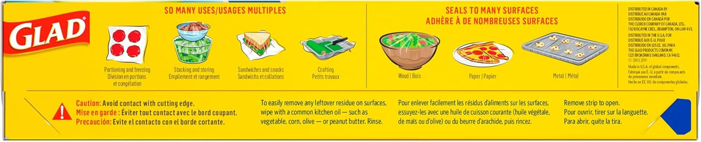 Glad Press'N Seal Plastic Wrap for Food, Griptex Technology, 70 Square Foot Roll (Pack of 1)