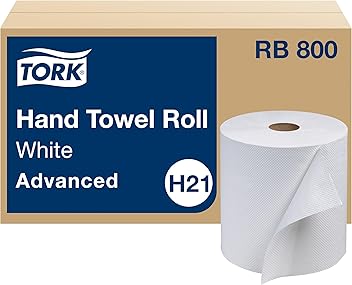 Tork Paper Hand Towel Roll White H21, Advanced, 100% Recycled Fiber, 6 rolls x 800 ft, RB800