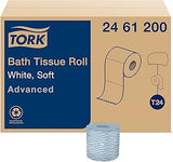 Tork Advanced Toilet Paper Roll, White, Compatible with T24 Dispensers, 2-ply, Soft Tissue, 80 rolls x 500 sheets (2461200)