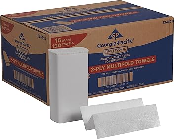 Georgia-Pacific Professional Series Premium Multifold 2-Ply Towels by GP PRO, White, 2344214, 150 Towels Per Pack, 16 Packs Per Case