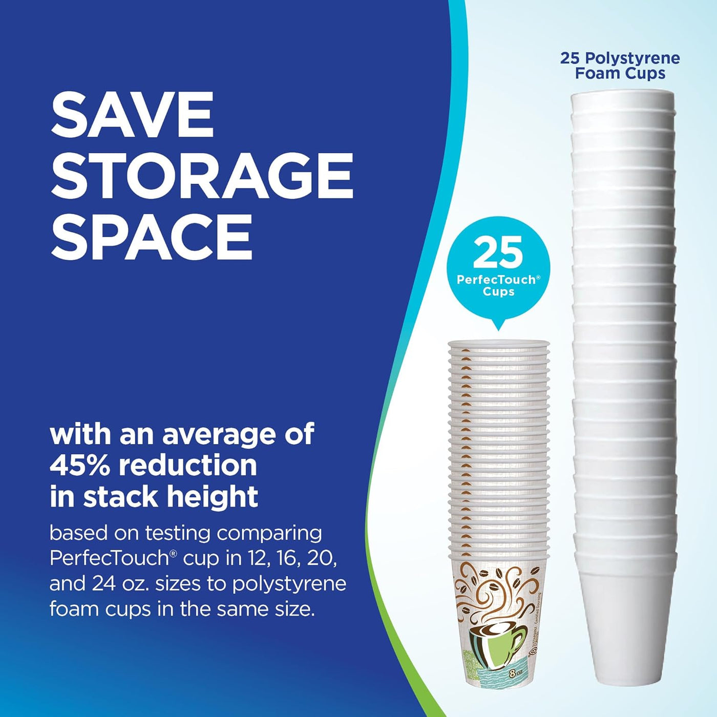 Dixie PerfecTouch 10 oz Paper Coffee Cups By GP PRO, Coffee Haze Design, 500 Count (25 Disposable Cups Per Sleeve, 20 Sleeves Per Case), 5310DX