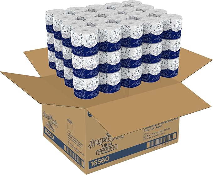 Angel Soft Ultra Professional Series 2-Ply Embossed Toilet Paper by GP PRO (Georgia-Pacific), 16560, Paper, 60 Count (Pack of 1), White 24000 sheets per case