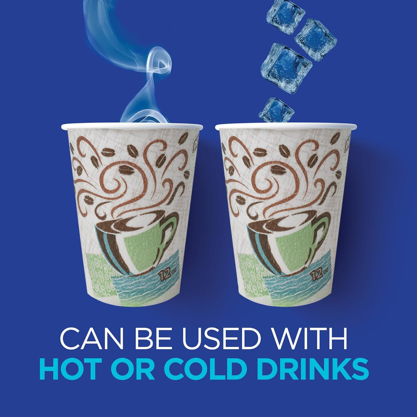 Dixie PerfecTouch 8 oz Paper Coffee Cups By GP PRO, Coffee Haze Design, 500 Count (25 Disposable Cups Per Sleeve, 20 Sleeves Per Case) 5338DX