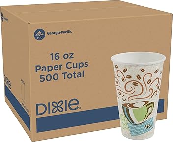 Dixie PerfecTouch 16 oz. Insulated Paper Hot Coffee Cup by GP PRO (Georgia-Pacific), Coffee Haze, 5356DX, 500 Count (25 Cups Per Sleeve, 20 Sleeves Per Case), Coffee Haze Design