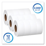 Scott Essential JRT Jumbo Roll Bathroom Tissue, Septic Safe, 1-Ply, White, 3.55" x 2,000 ft, 12 Rolls/Carton (07223)