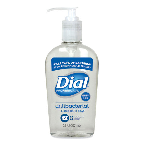 Dial Antibacterial Liquid Hand Soap for Sensitive Skin, Light Floral Scent, 7.5 oz, 12/Carton (82834)