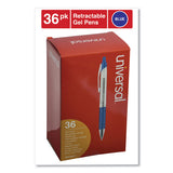 Universal Comfort Grip Gel Pen, Retractable, Medium 0.7 mm, Blue Ink, Clear/Blue Barrel, 36/Pack (UNV39911)