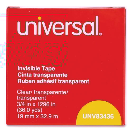 Universal Invisible Tape, 1" Core, 0.75" x 36 yds, Clear (UNV83436)