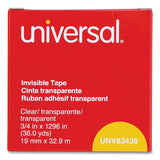Universal Invisible Tape, 1" Core, 0.75" x 36 yds, Clear (UNV83436)