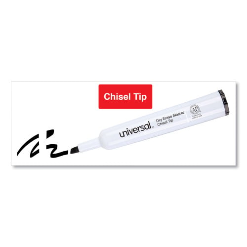 Universal Dry Erase Marker, Broad Chisel Tip, Black, Dozen (UNV43651)