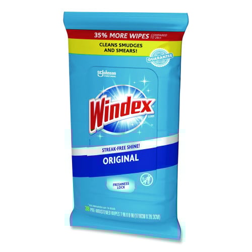 Windex® Glass and Surface Wet Wipe, 7"x 8", 38 Wipe Pack, 12 Packs (319251)