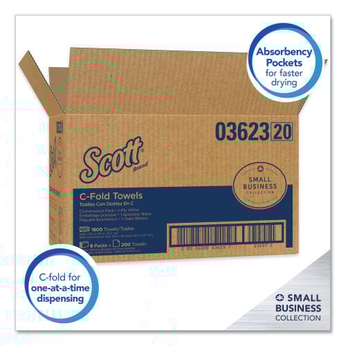 Scott® Essential C-Fold Paper Towels, 1-Ply, White, 1800 Towels (03623)