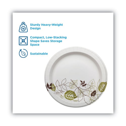 Dixie Pathways Soak Proof Shield Heavyweight Paper Plates, 10.13" dia, Green/Burgundy, 125/Pack (SXP10PATHPK)