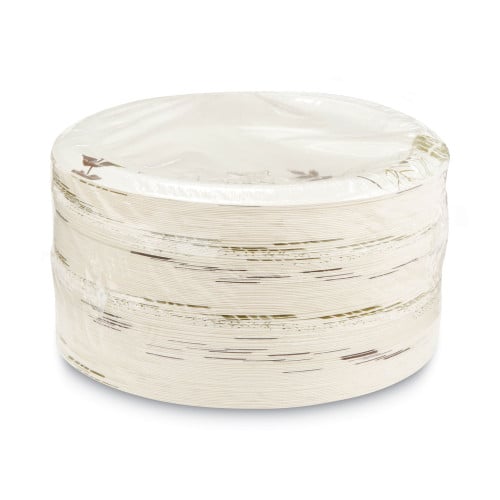 Dixie Pathways Soak-Proof Shield Mediumweight Paper Plates, 8.5" dia, Green/Burgundy, 125/Pack (UX9PATHPK)