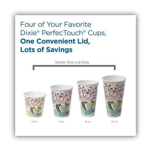 Dixie Dome Drink-Thru Lids, Fits 10 oz to 16 oz Paper Hot Cups, White, 1,000/Carton (D9542)