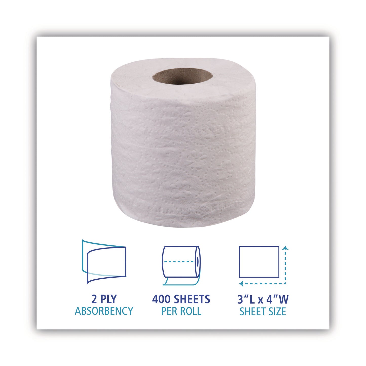 Boardwalk® Standard Toilet Paper, 2-Ply, 400 Sheets, 96 Rolls (BWK6144)