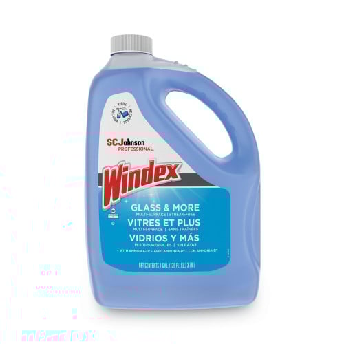 Windex® Glass Cleaner with Ammonia-D, Unscented, 1 Gal. Bottle, 4 Bottles (696503)