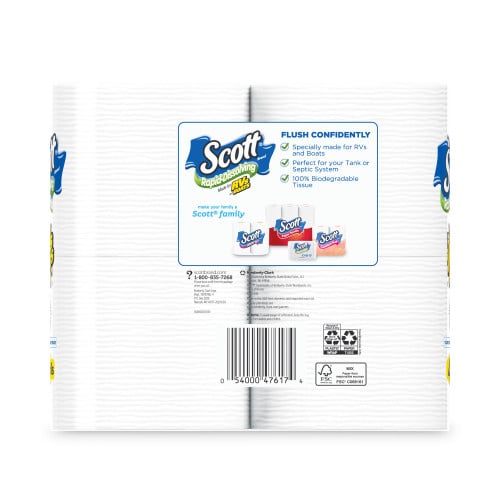 Scott® Rapid-Dissolving Toilet Paper, 1-Ply, 231 Sheets, 48 Rolls (47617)