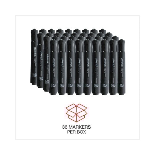 Universal Chisel Tip Permanent Marker Value Pack, Broad Chisel Tip, Black, 36/Pack (UNV07050)
