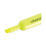 Universal Desk Highlighters, Fluorescent Yellow Ink, Chisel Tip, Yellow Barrel, Dozen (UNV08861)
