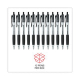 Universal Comfort Grip Ballpoint Pen, Retractable, Medium 1 mm, Black Ink, Clear/Black Barrel, Dozen (UNV15530)