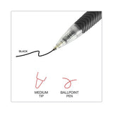 Universal Comfort Grip Ballpoint Pen, Retractable, Medium 1 mm, Black Ink, Clear/Black Barrel, Dozen (UNV15530)