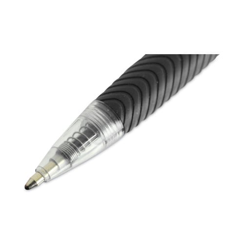 Universal Comfort Grip Ballpoint Pen, Retractable, Medium 1 mm, Black Ink, Clear/Black Barrel, Dozen (UNV15530)