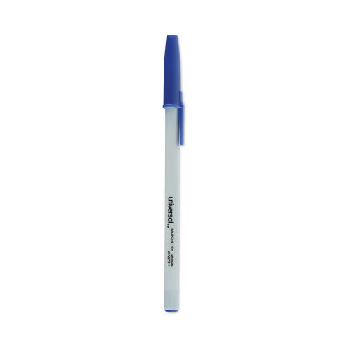 Universal Ballpoint Pen, Stick, Medium 1 mm, Blue Ink, Gray/Blue Barrel, Dozen (UNV27411)