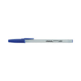 Universal Ballpoint Pen, Stick, Medium 1 mm, Blue Ink, Gray/Blue Barrel, Dozen (UNV27411)