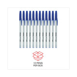 Universal Ballpoint Pen, Stick, Medium 1 mm, Blue Ink, Gray/Blue Barrel, Dozen (UNV27411)