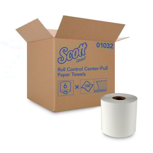 Scott Essential Roll Center-Pull Towels, 1-Ply, 8 x 12, White, 700/Roll, 6 Rolls/Carton (01032)