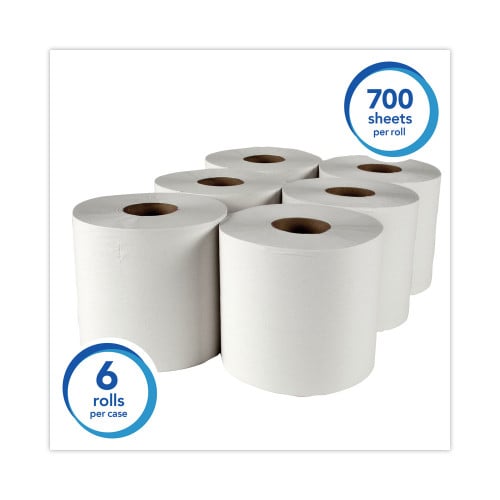 Scott Essential Roll Center-Pull Towels, 1-Ply, 8 x 12, White, 700/Roll, 6 Rolls/Carton (01032)