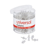 Universal Clear Push Pins, Plastic, Clear, 0.38", 400/Pack (UNV31306)