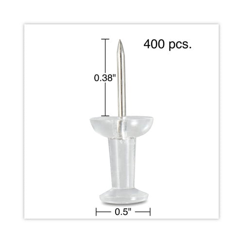 Universal Clear Push Pins, Plastic, Clear, 0.38", 400/Pack (UNV31306)