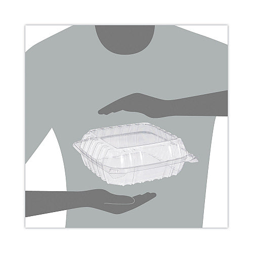 Dart ClearSeal Hinged-Lid Plastic Containers, 8.3 x 8.3 x 3, Clear, Plastic, 250/Carton